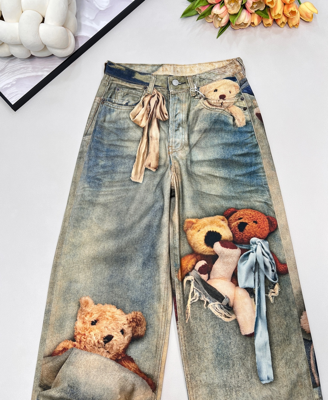 🆕2025秋冬新款Acne Studio*3D打印3D泰迪熊牛仔长裤 ，AC年度裤王上身，1981的版型