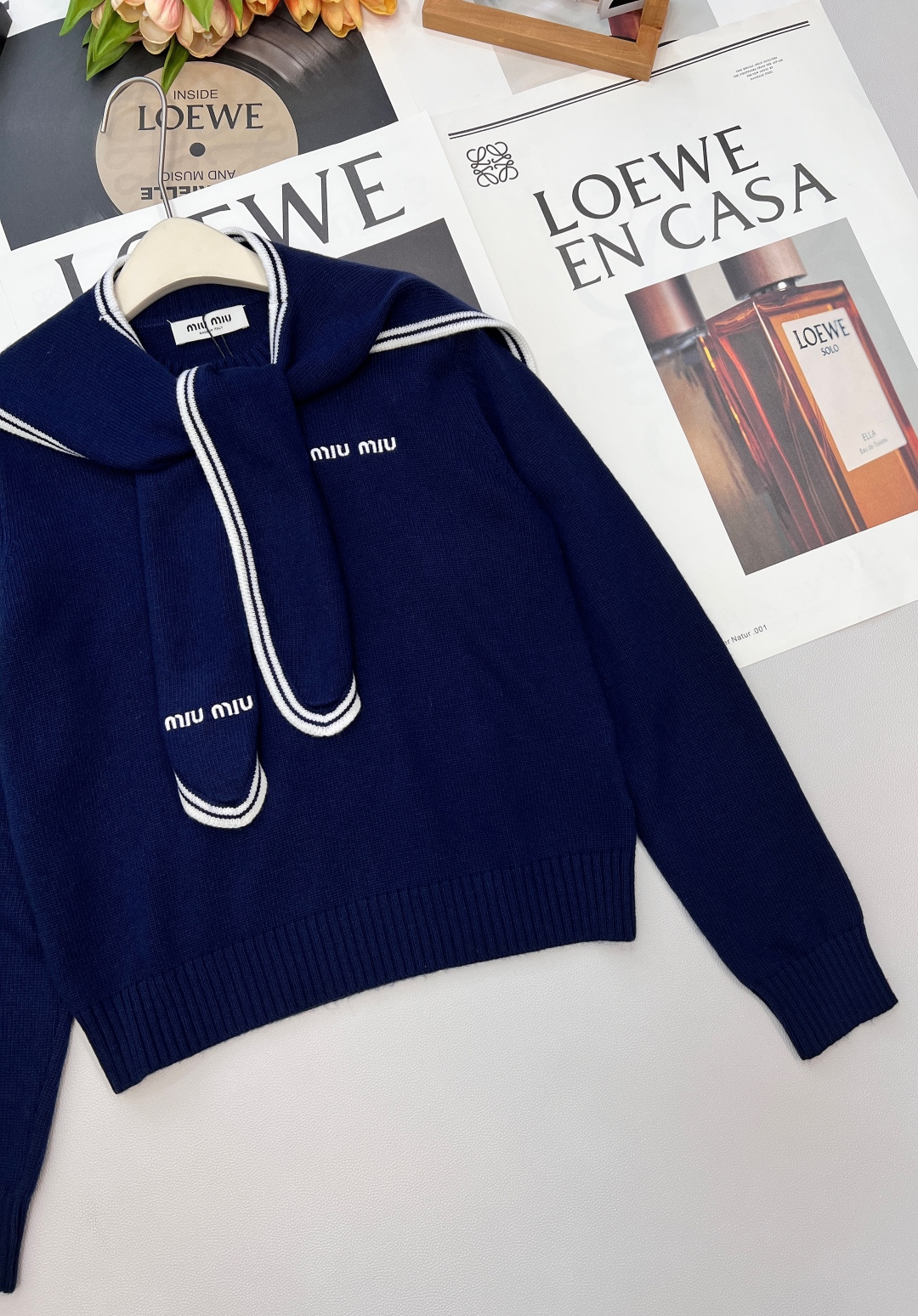 🆕Miu Miu 25新款字母刺绣海军领针织衫，把“少女贵气感”穿在身上。 海军领+短款修身=秋冬的甜酷