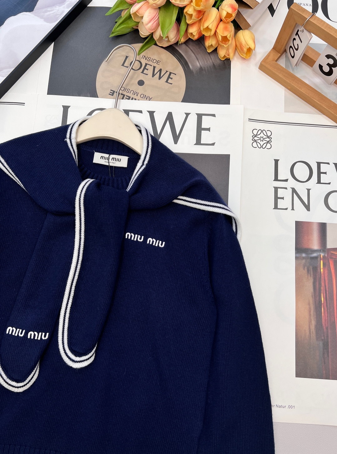 🆕Miu Miu 25新款字母刺绣海军领针织衫，把“少女贵气感”穿在身上。 海军领+短款修身=秋冬的甜酷