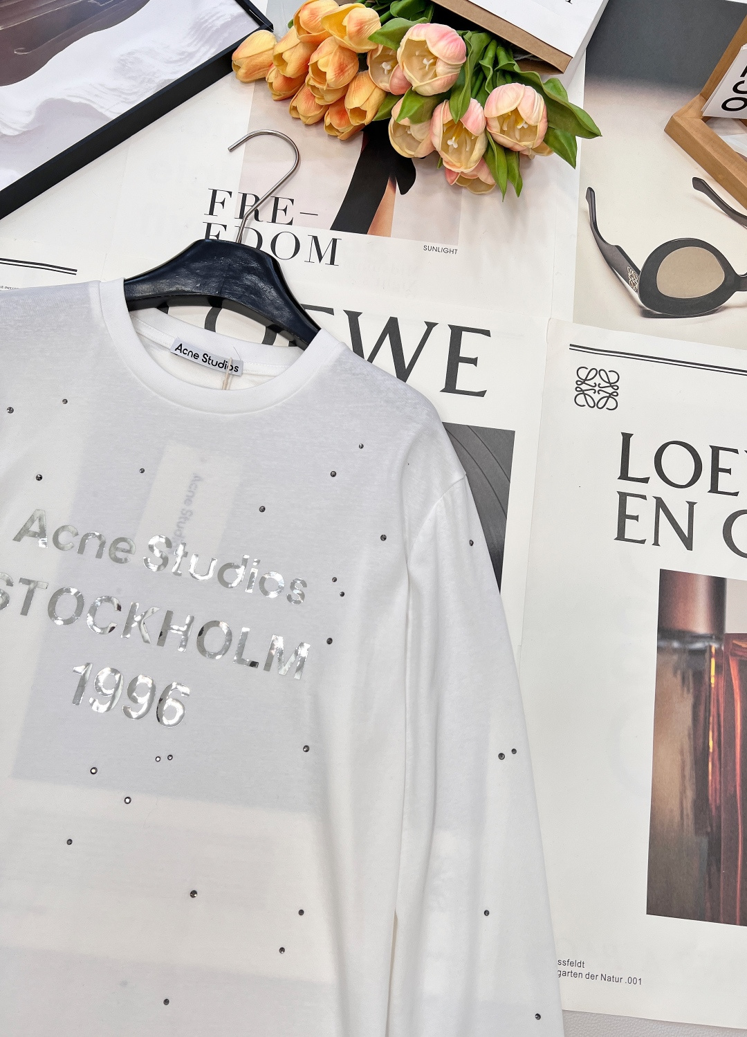 🆕 ACNE STUDIO 银标字母印花+满天星水钻长袖T恤银色字母印花是很有光泽很有质感的 满满的风格