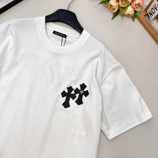 🆕Chromehearts2026SS新款拼皮刺绣十字架徽标短袖T恤,定制YB原生全棉材质,质感高级,舒 🆕Chromehearts2026SS新款拼皮刺绣十字架徽标短袖T恤,定制YB原生全棉材质,质感高级,舒