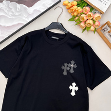 🆕Chromehearts2026SS新款拼皮刺绣十字架徽标短袖T恤,定制YB原生全棉材质,质感高级,舒 🆕Chromehearts2026SS新款拼皮刺绣十字架徽标短袖T恤,定制YB原生全棉材质,质感高级,舒