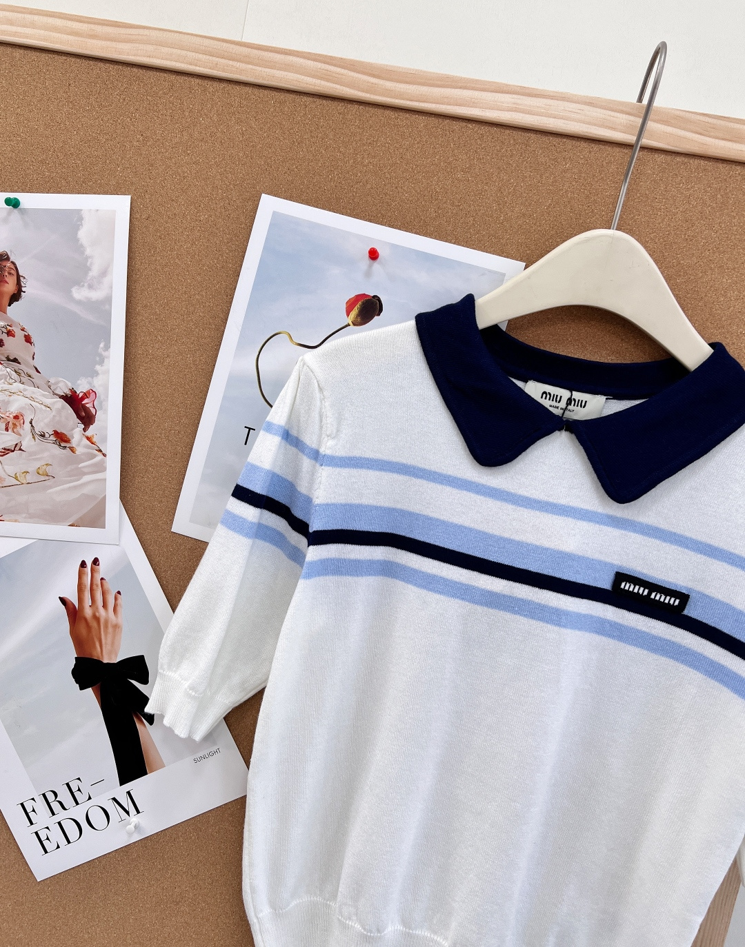 🆕MIU MIU26早春Miu系学院风娃娃领针织短袖 减龄拼色娃娃领，复古学院氛围拉满，温柔又俏皮胸前撞