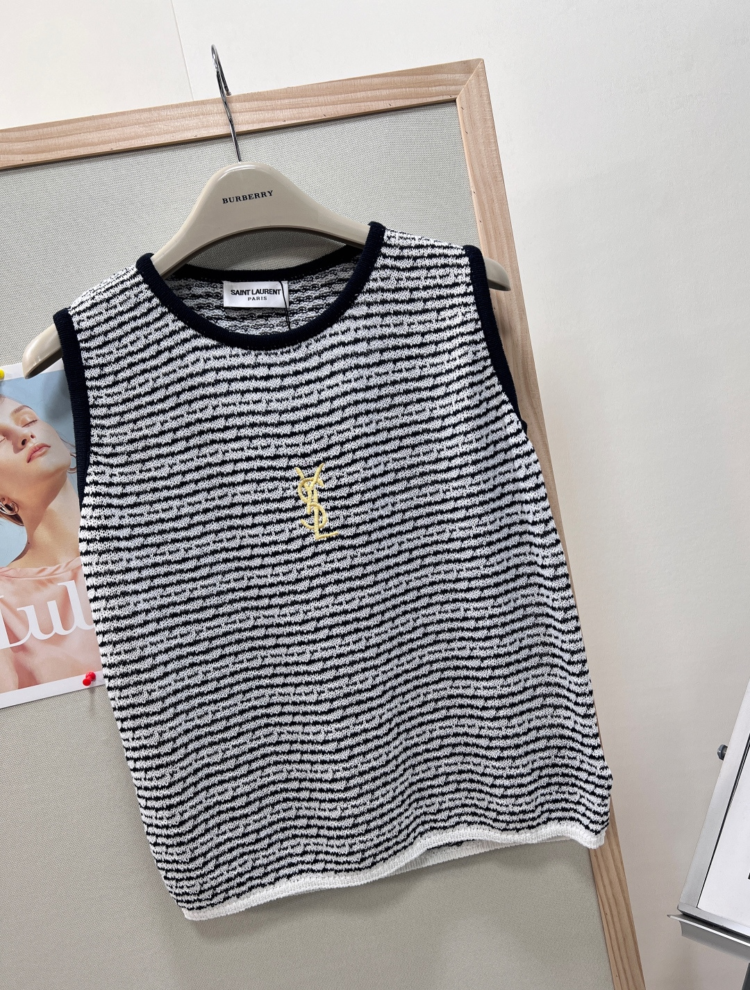 🆕🖤 YSL圣罗兰26夏季新款黑白条纹针织背心，法式慵懒贵气天花板，四季万能叠穿神器✨✨ 经典圆领无袖利