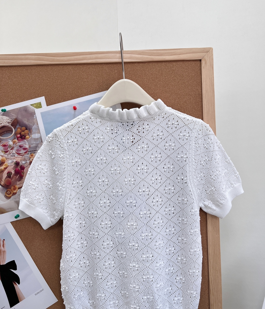 🆕CHANEL26SS木耳边立体钩织短袖针织开衫，专柜同步26春夏限定镂空针织系列，整件采用立体菱形钩织