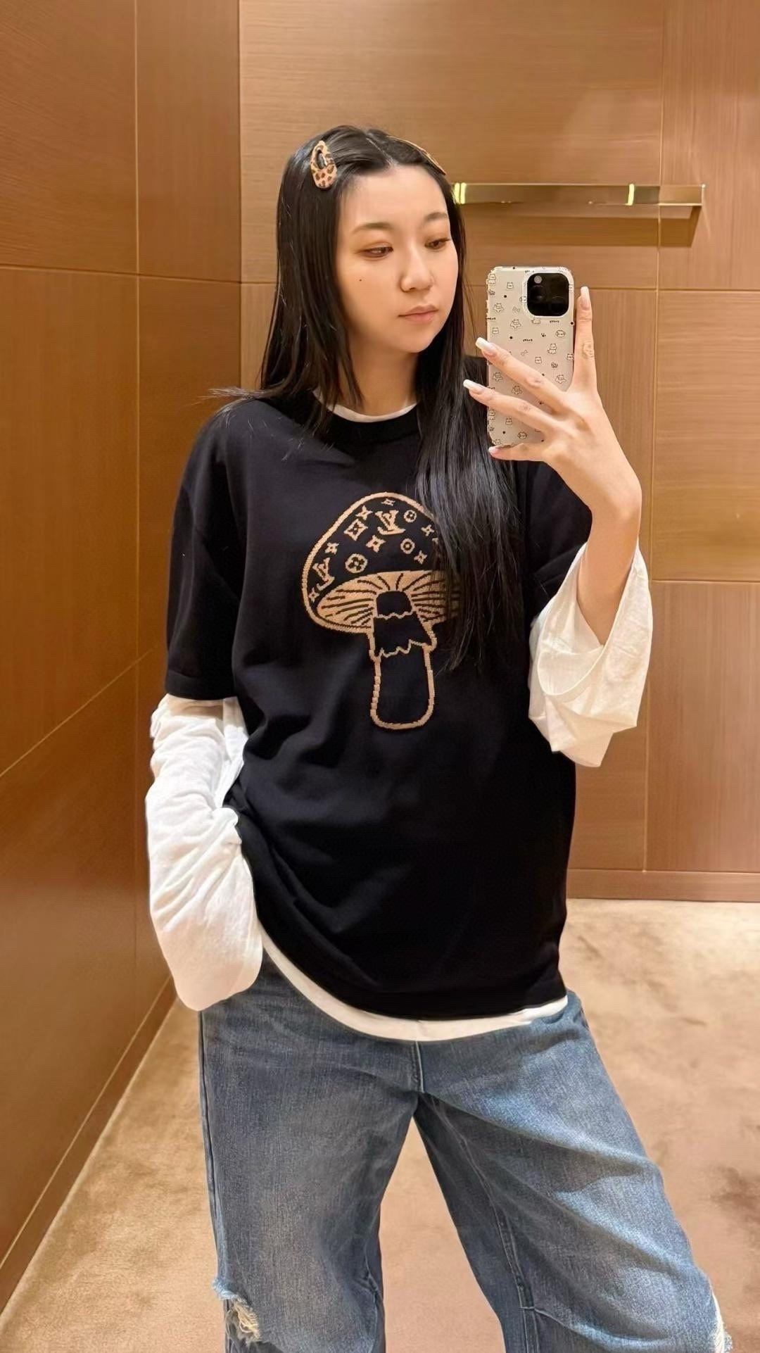 NO:874197,Super cool mushroom jacquard tee!  ,,19860909超酷的蘑菇提花tee！,,,Women's clothing