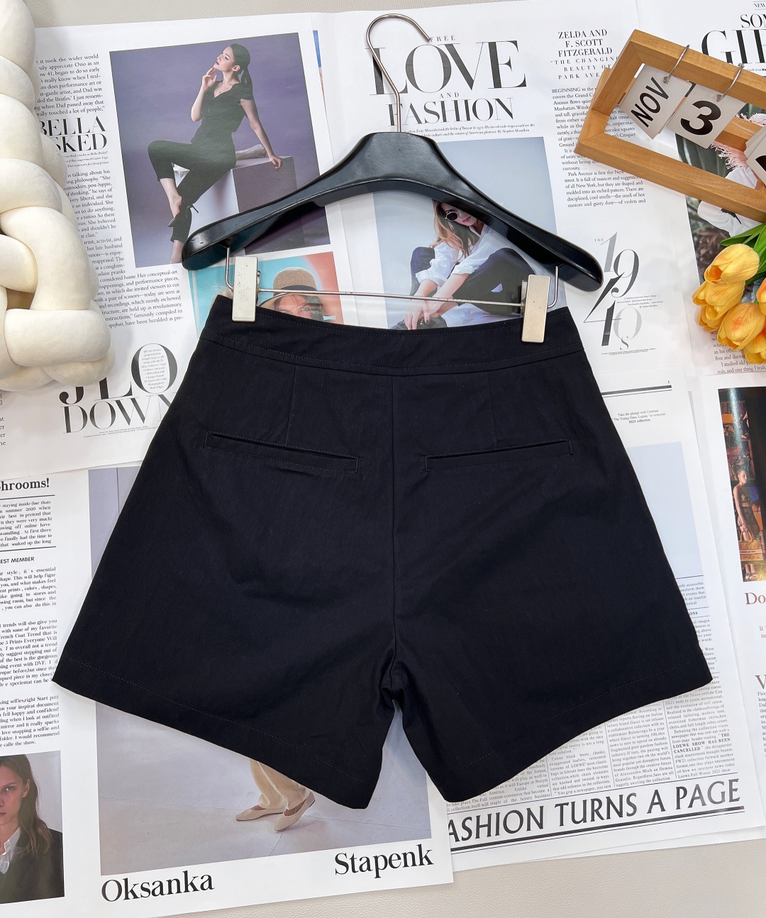 🆕Ralph Lauren褶裥高腰西装休闲短裤，经典美式老钱风单品，黑白双色常备，原版斜纹棉料精工复刻，