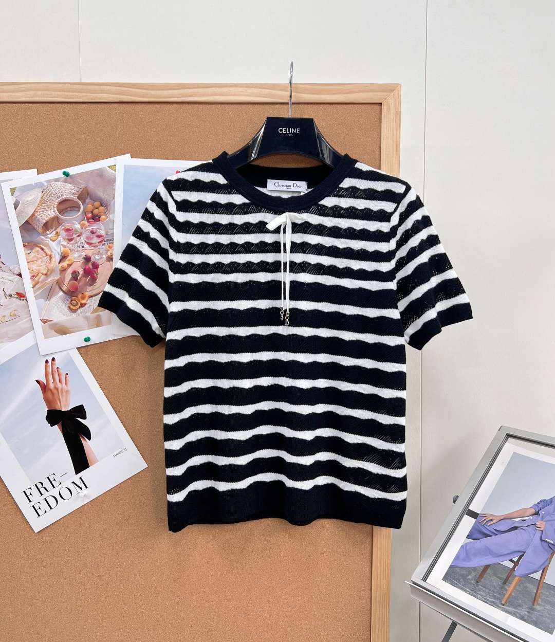 🆕Dior2026春夏系列黑白条纹针织衫，慵懒感的天花板，不挑身材的万能款」✅50%羊毛+50%粘纤黄金