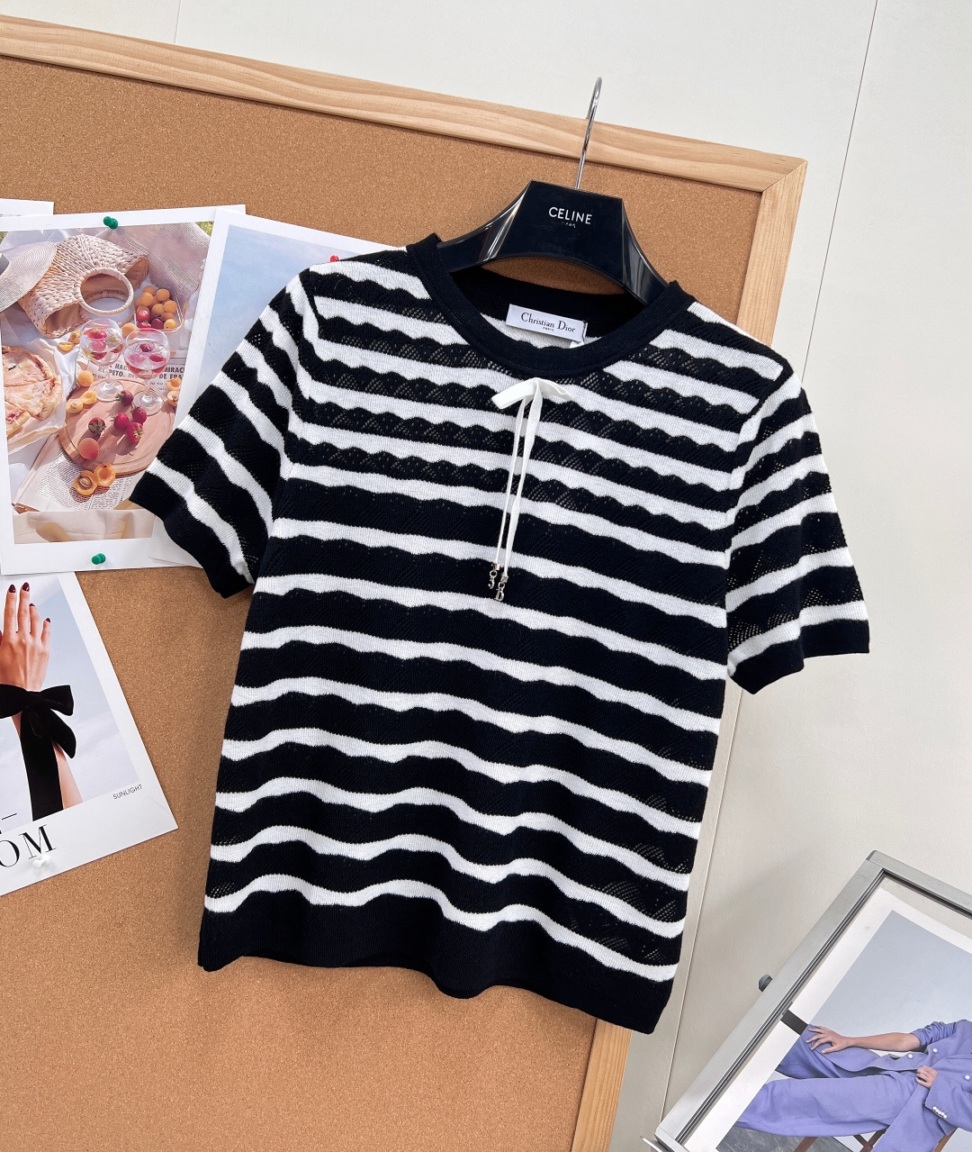🆕Dior2026春夏系列黑白条纹针织衫，慵懒感的天花板，不挑身材的万能款」✅50%羊毛+50%粘纤黄金