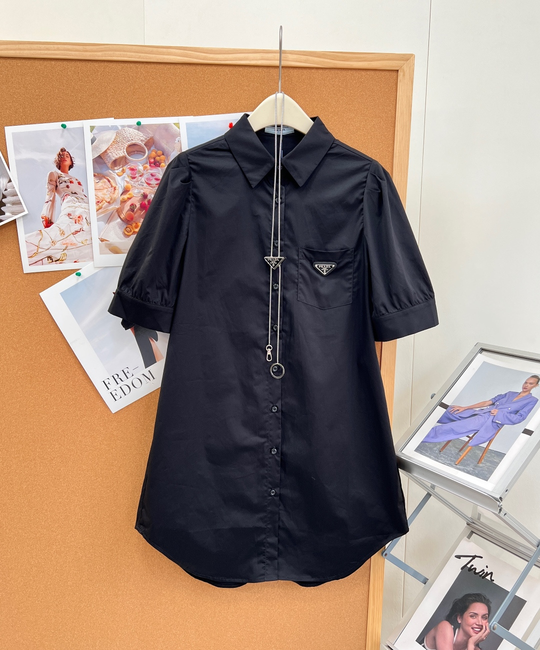 🆕PRADA三角标衬衫连衣裙，黑白经典双色上线甄选高支水洗棉面料，干爽挺括自带透气肌理，上身软糯不闷汗利