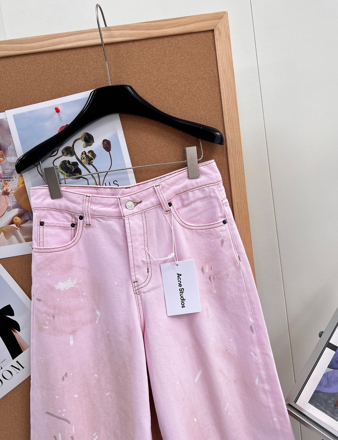 🆕Acne Studios 2026春夏限定粉色泼墨脏脏七分牛仔中裤上新甜酷粉调牛仔碰撞随性泼墨做旧肌理