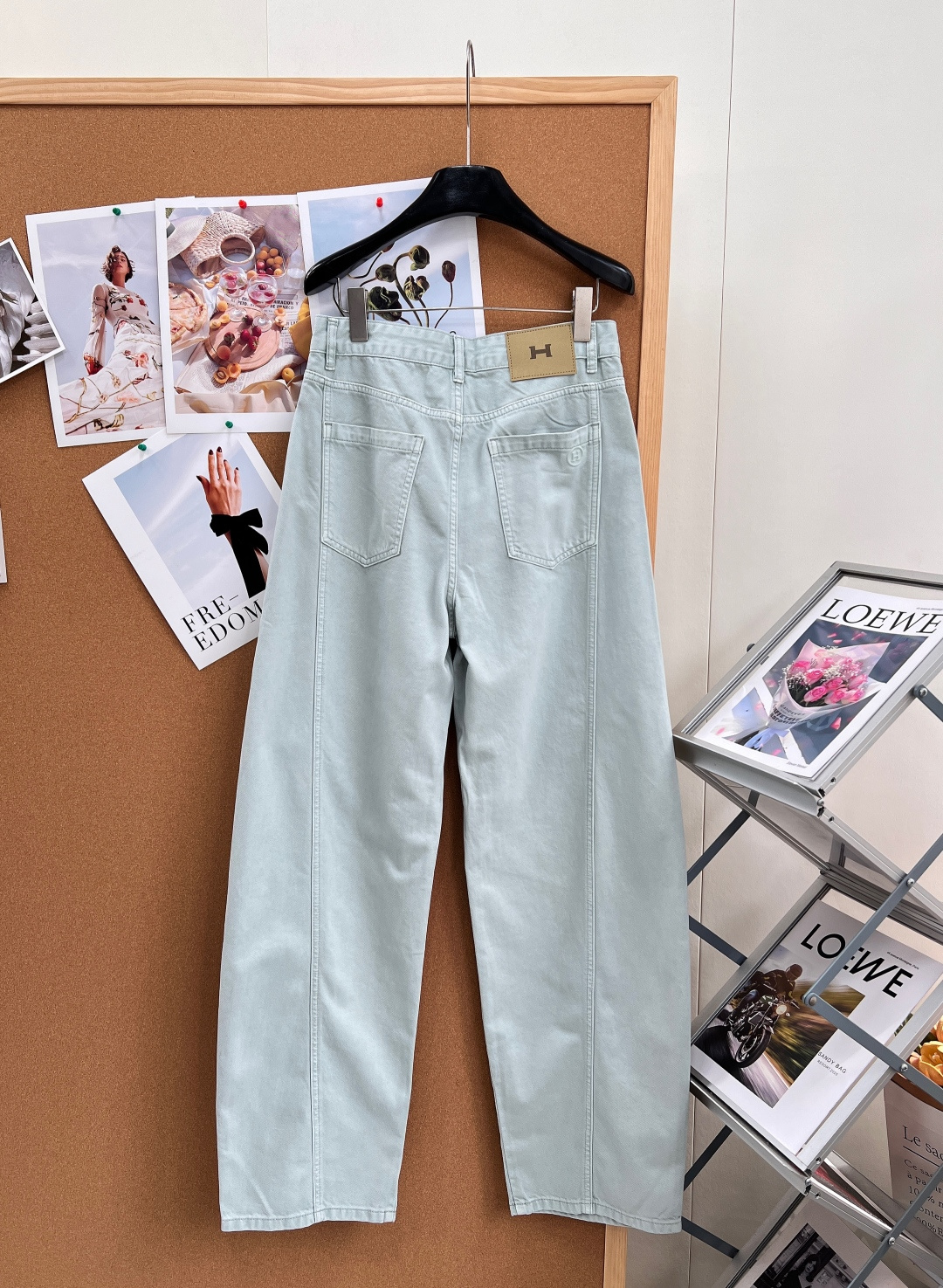 🆕H家26春夏限定薄荷绿阔腿牛仔裤打破常规牛仔沉闷色调，定制低饱和薄荷浅绿，自带春日治愈清冷感，温柔显白