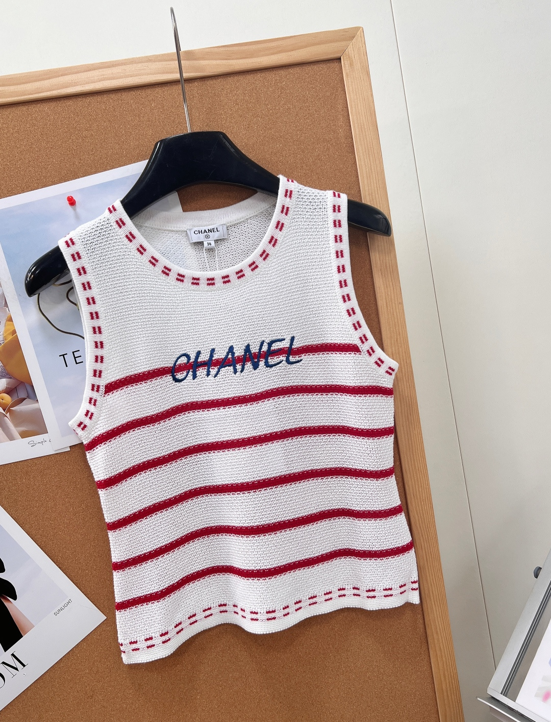 🆕CHANEL2026春夏撞色条纹针织背心，透气棉质混纺针织，春夏穿着刚需 采用定制棉质混纺镂空针织纱线
