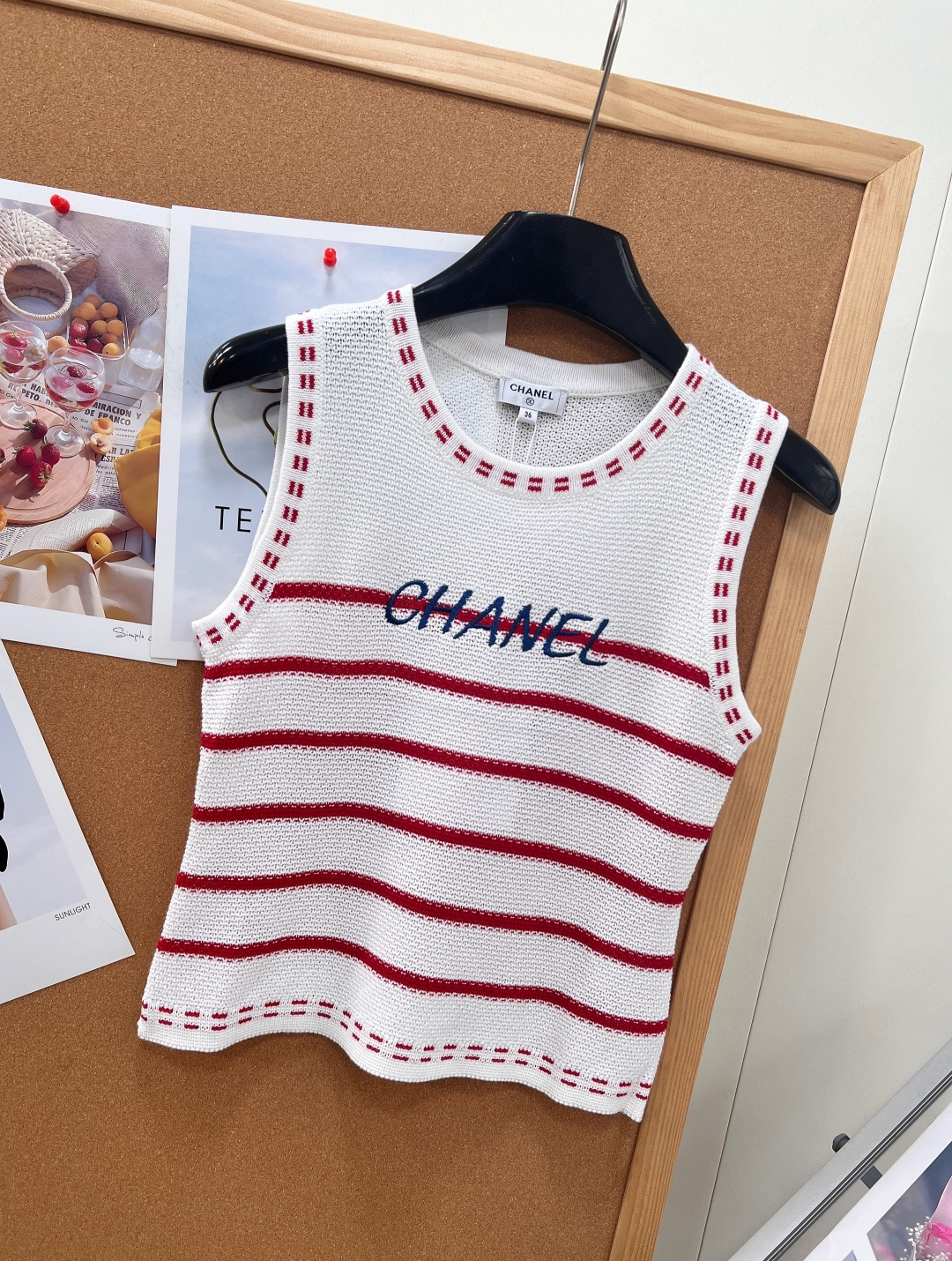 🆕CHANEL2026春夏撞色条纹针织背心，透气棉质混纺针织，春夏穿着刚需 采用定制棉质混纺镂空针织纱线