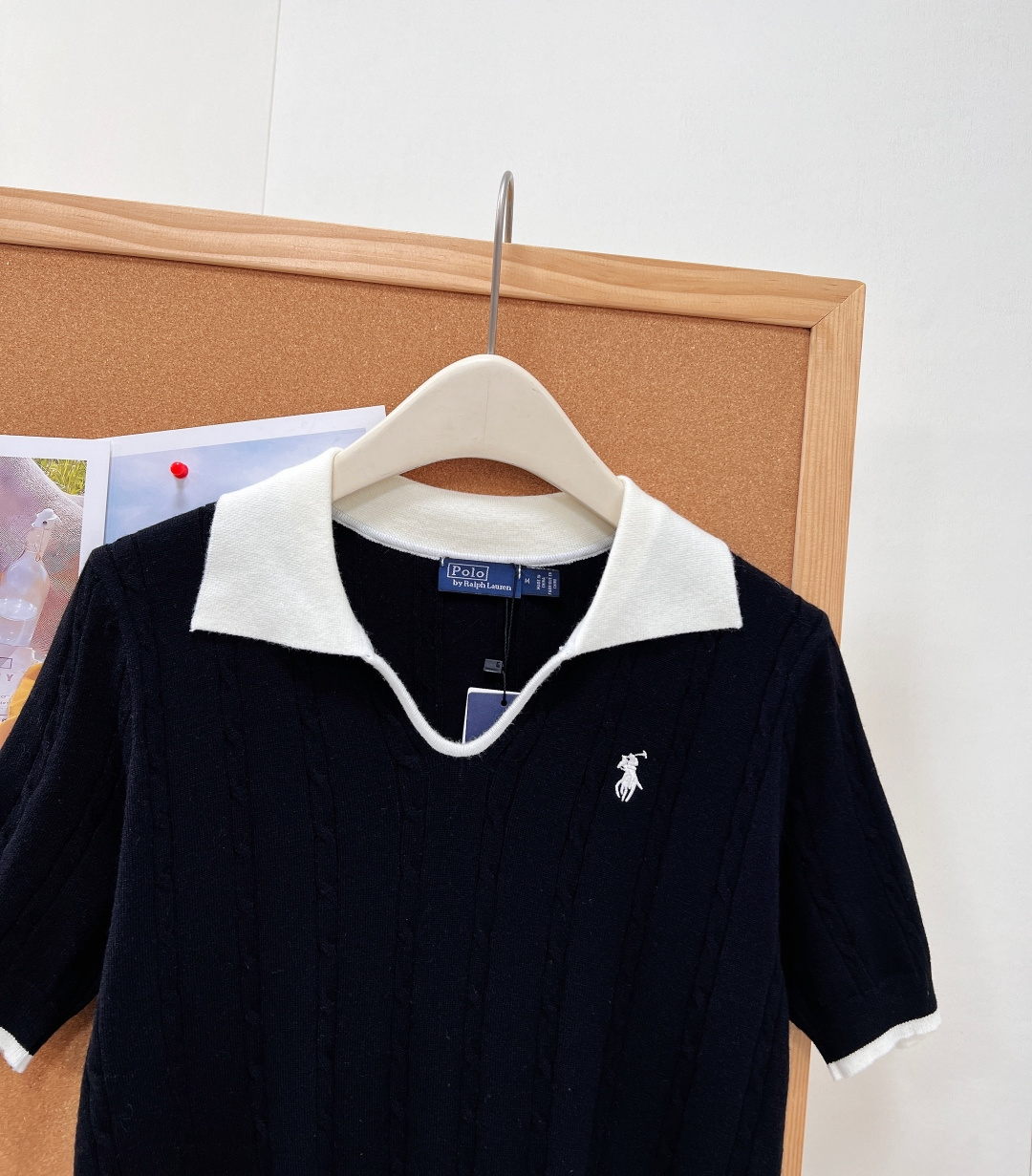 🆕Ralph Lauren撞色翻领麻花纹针织短袖 ,撞色Polo针织短袖太温柔✨经典双色撞色翻领+通体竖条麻花肌理,美式 🆕Ralph Lauren撞色翻领麻花纹针织短袖 ,撞色Polo针织短袖太温柔✨经典双色撞色翻领+通体竖条麻花肌理,美式