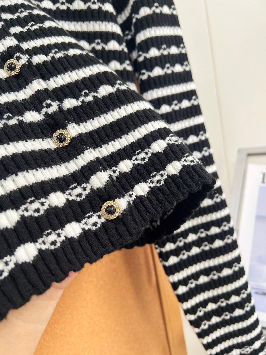 louis vuitton pearl striped knit cardigan