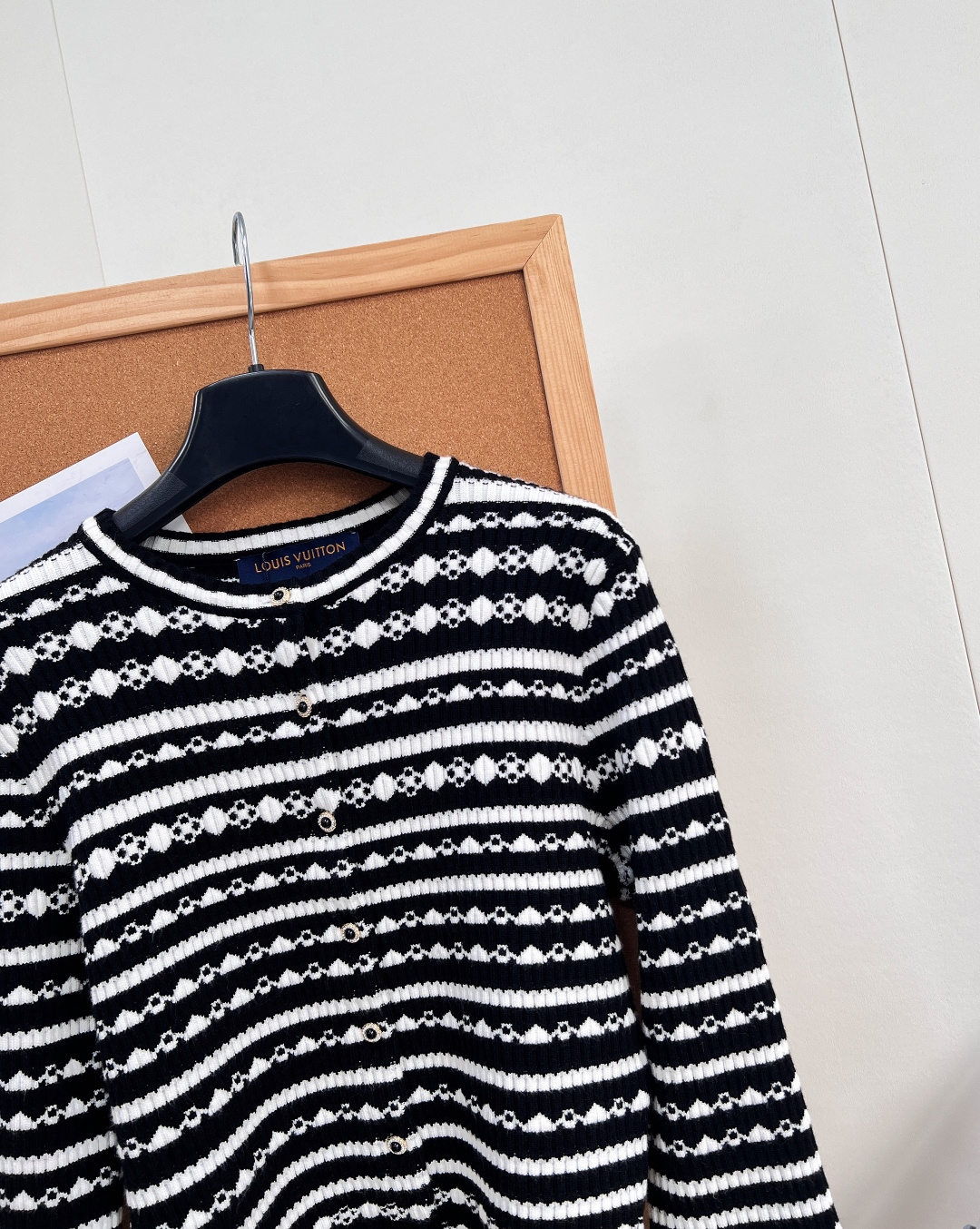 louis vuitton pearl striped knit cardigan