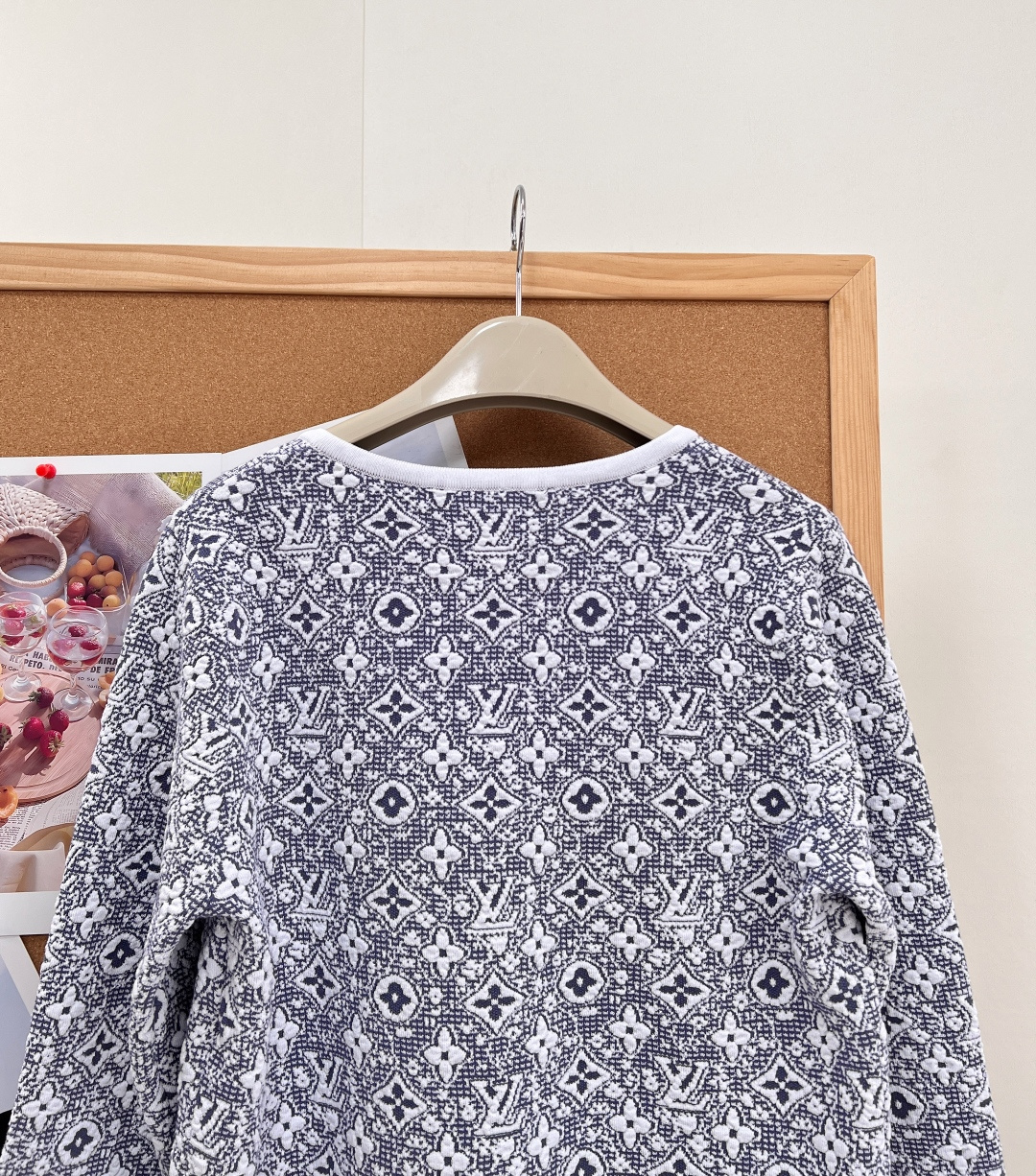 louis vuitton blue floral jacquard cardigan