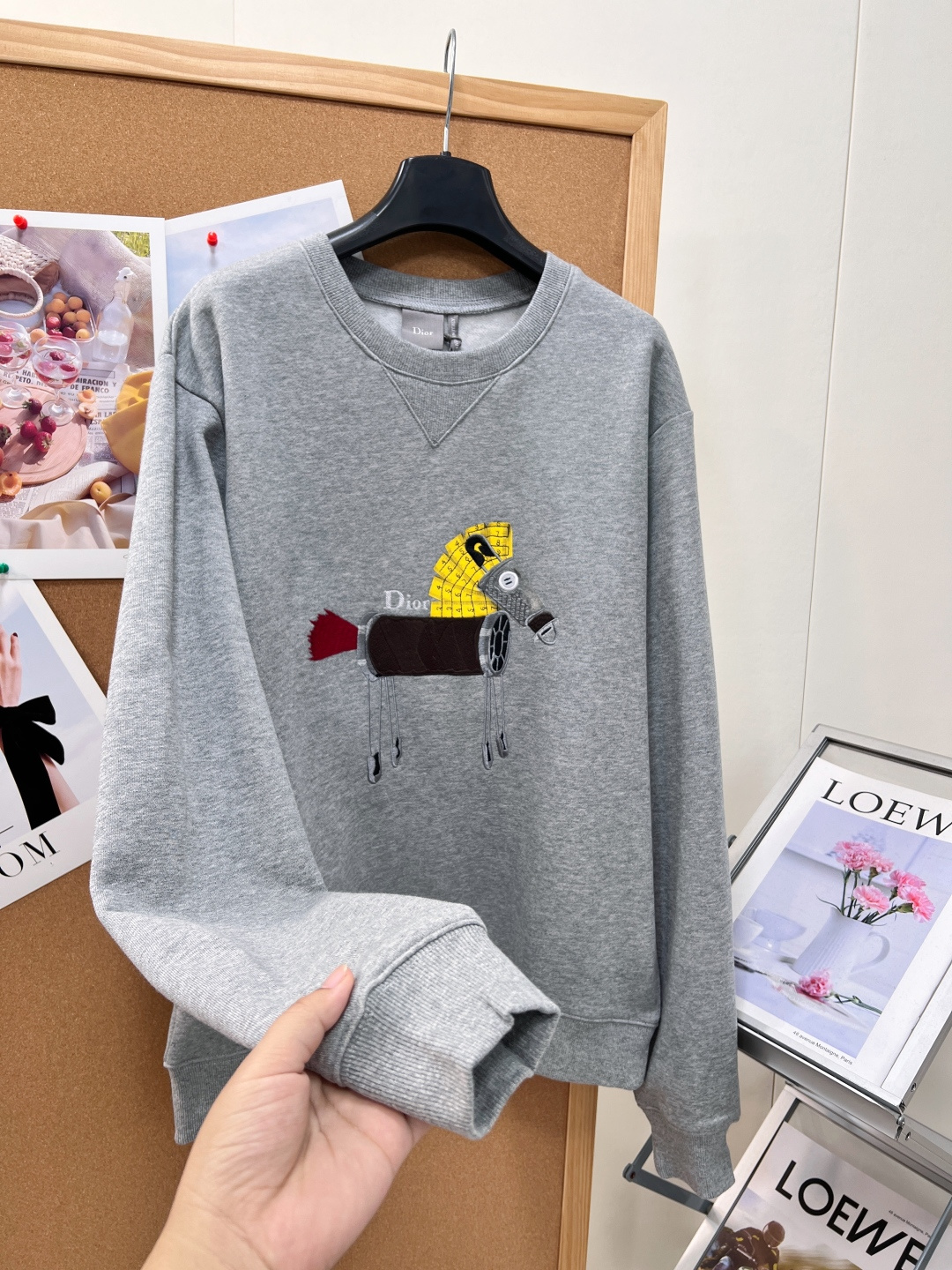 dior horse embroidered sweatshirt