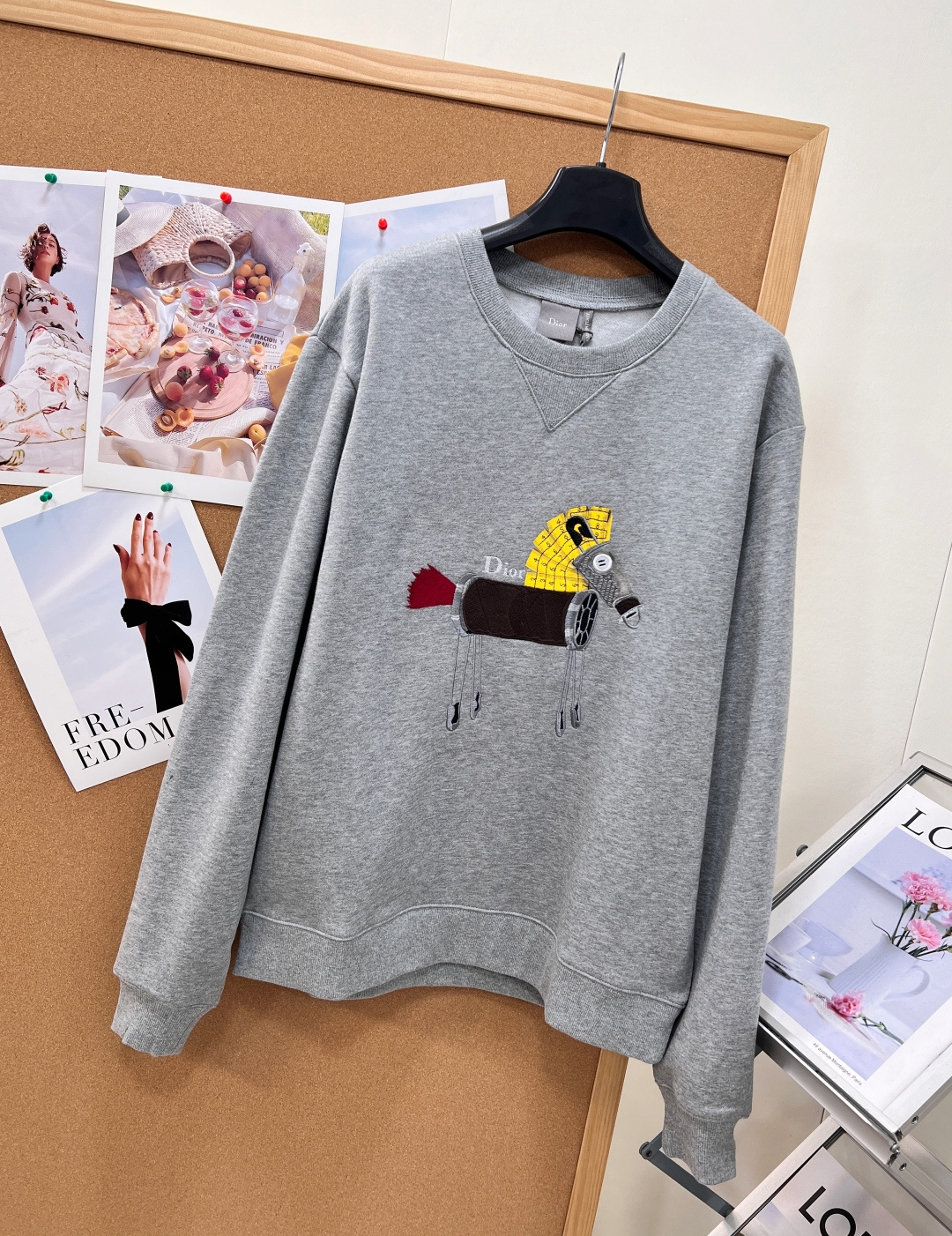 dior horse embroidered sweatshirt