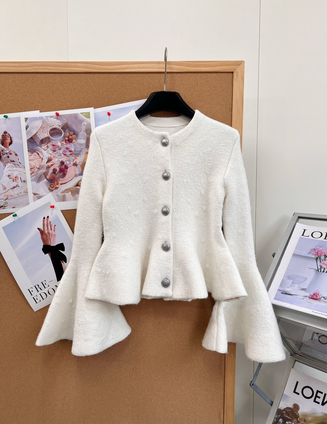 Dior Ivory Bell Sleeve Peplum Jacket