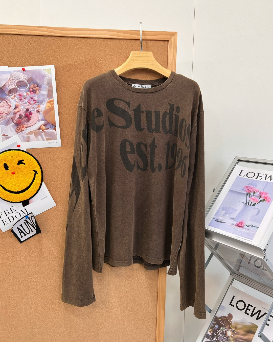 🆕Acne Studios 1996水洗字母印花长袖T恤，北欧松弛感本命打底🍂复古做旧水洗真的太有味道了！ 重磅水洗棉经