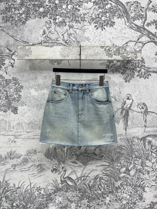 Celine Women's Summer 2025 Denim Mini Skirt with Triomphe Embroidery 1 Celine Women's Summer 2025 Denim Mini Skirt with Triomphe Embroidery