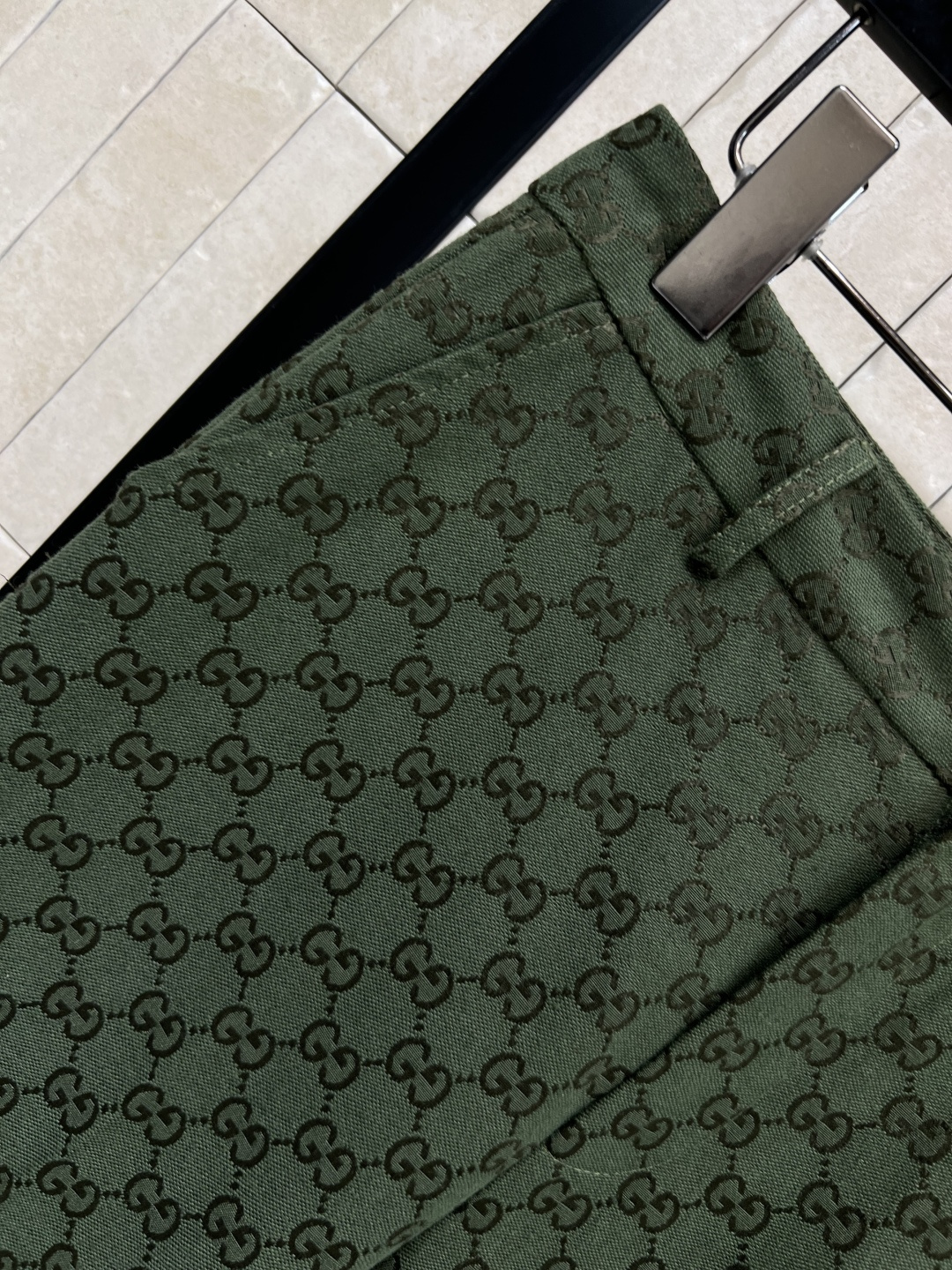 G家 25早秋新款 绿色双G提花系列 高腰直筒长裤 各种场合都适合穿 秒抬气质 超级高级 自带气场感 高