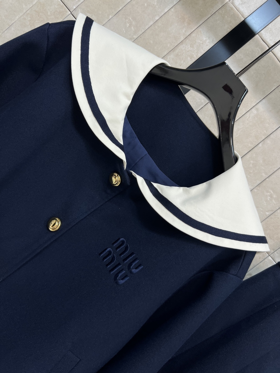 MIu家 25早秋新款 海军领夹克外套 +百褶短裙 海军风风格超级减龄又时髦 夹克版型上衣超拉身材比例 