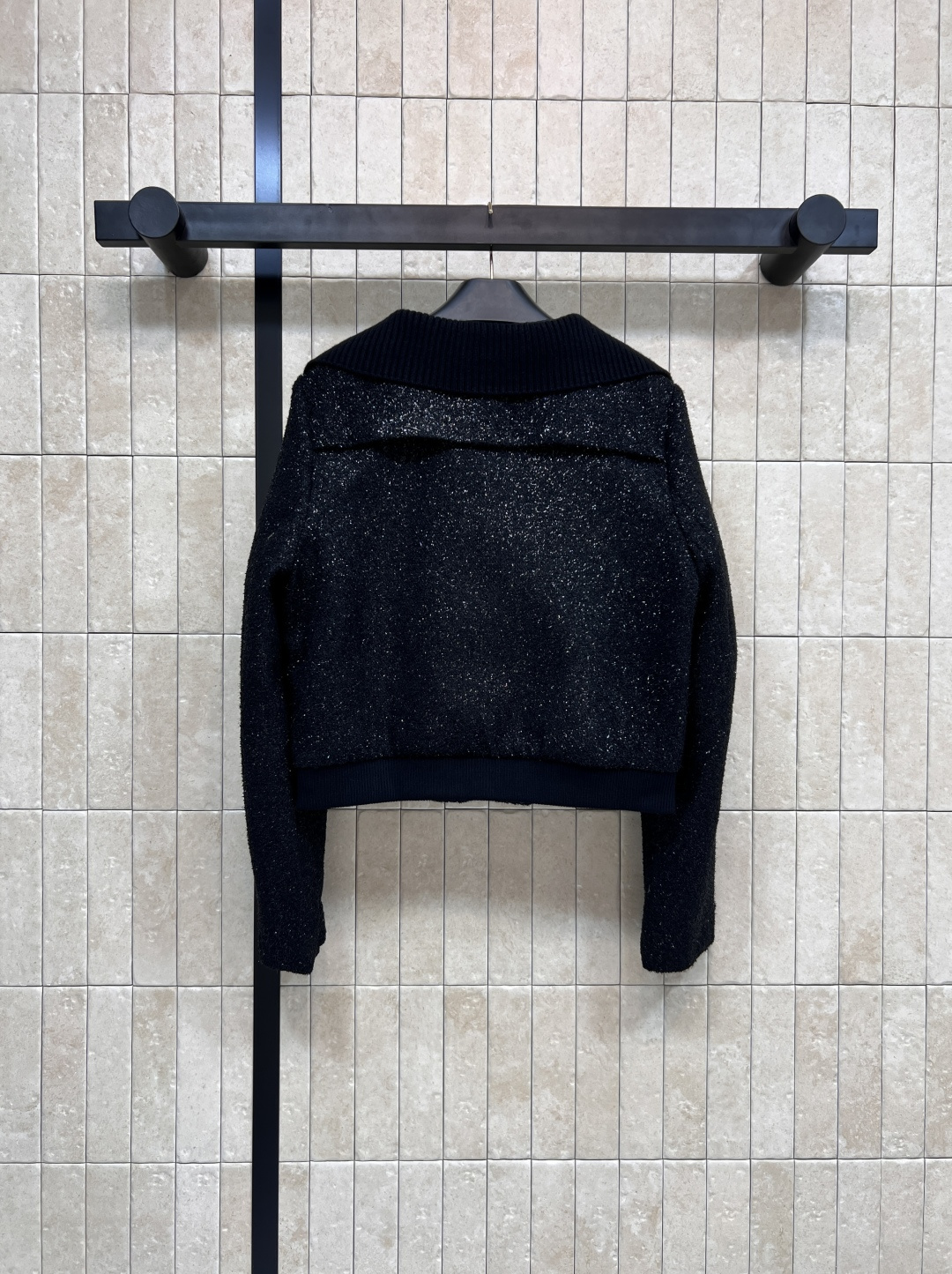 小香家 25早秋新款 披肩领粗花呢外套 拼接针织拼接领设计 上身显瘦又复古有型 搭配裤子优雅又不失帅气 