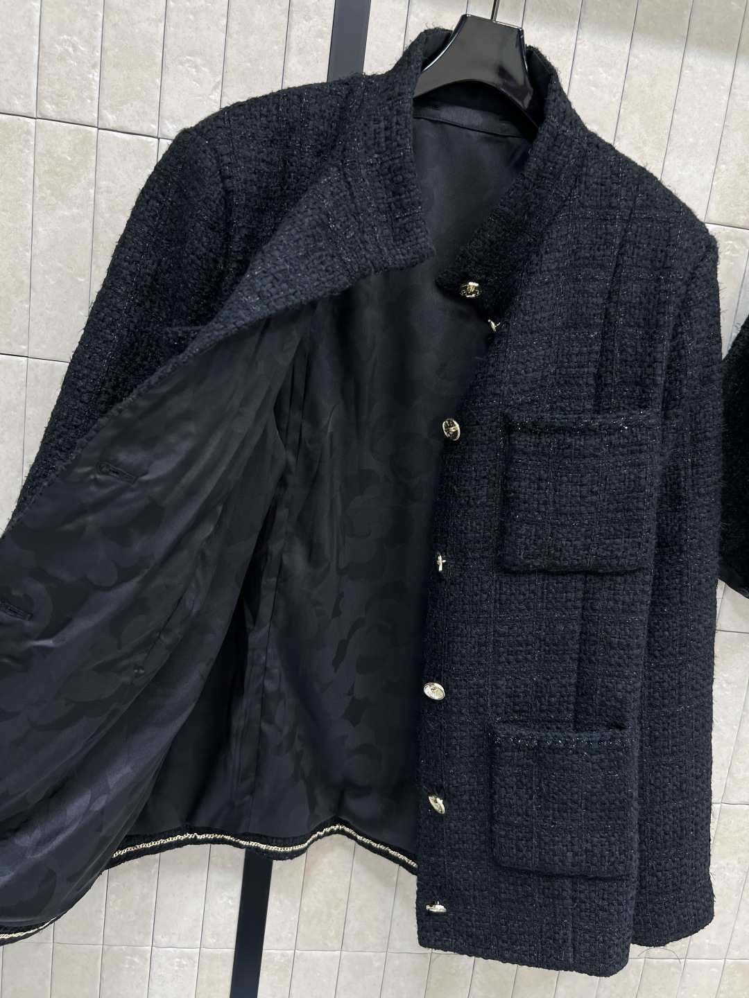 小香家 25早秋新款 粗花呢连帽夹克外套 可拆卸连帽小立领设计 百搭不挑人 轻松遮肉显瘦 编织粗花呢面料