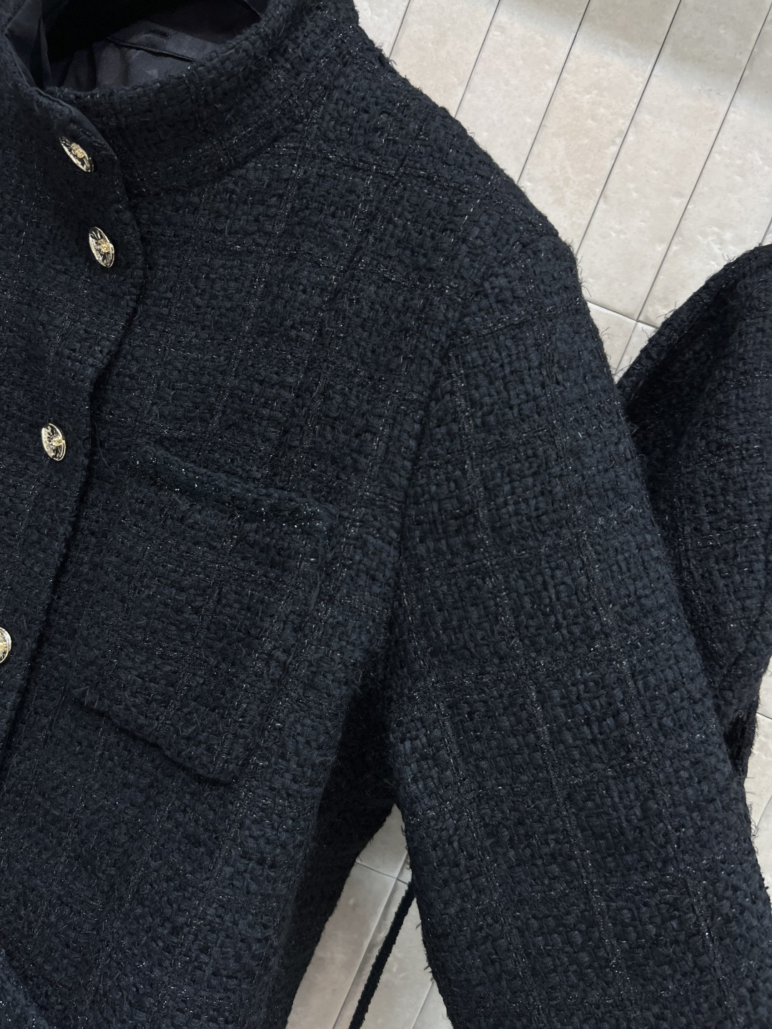 小香家 25早秋新款 粗花呢连帽夹克外套 可拆卸连帽小立领设计 百搭不挑人 轻松遮肉显瘦 编织粗花呢面料