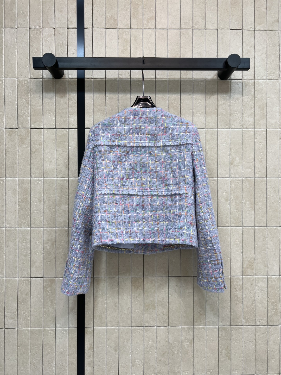 小香家 25秋冬新款 香芋紫粗花呢系列 圆领小外套+圆领多口袋外套+半身裙 定制香芋紫粗花呢面料超级有质