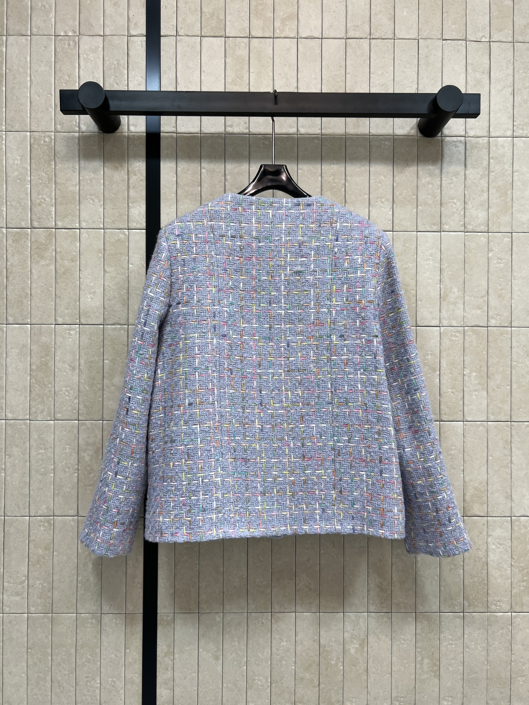 小香家 25秋冬新款 香芋紫粗花呢系列 圆领小外套+圆领多口袋外套+半身裙 定制香芋紫粗花呢面料超级有质