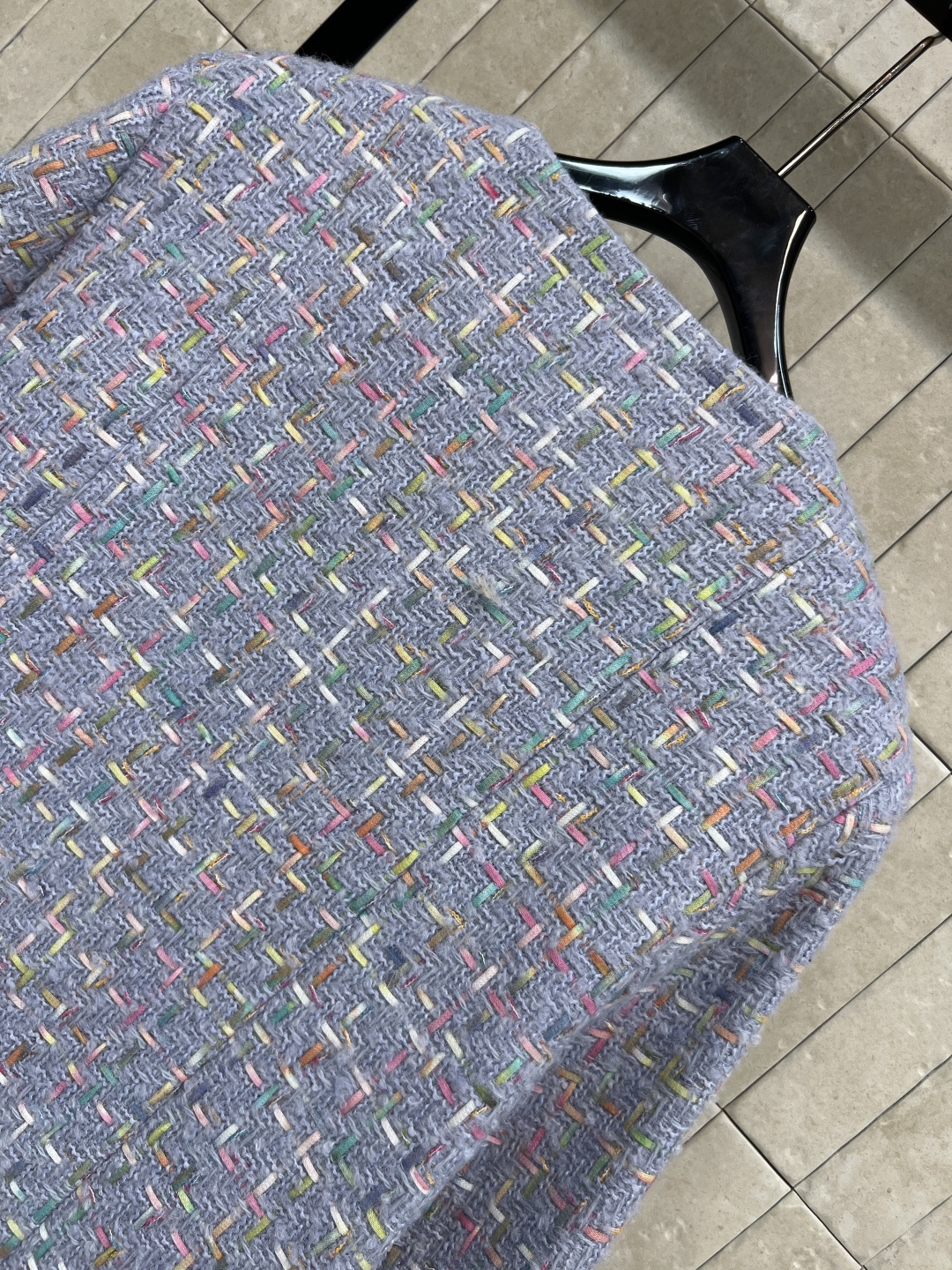 小香家 25秋冬新款 香芋紫粗花呢系列 圆领小外套+圆领多口袋外套+半身裙 定制香芋紫粗花呢面料超级有质