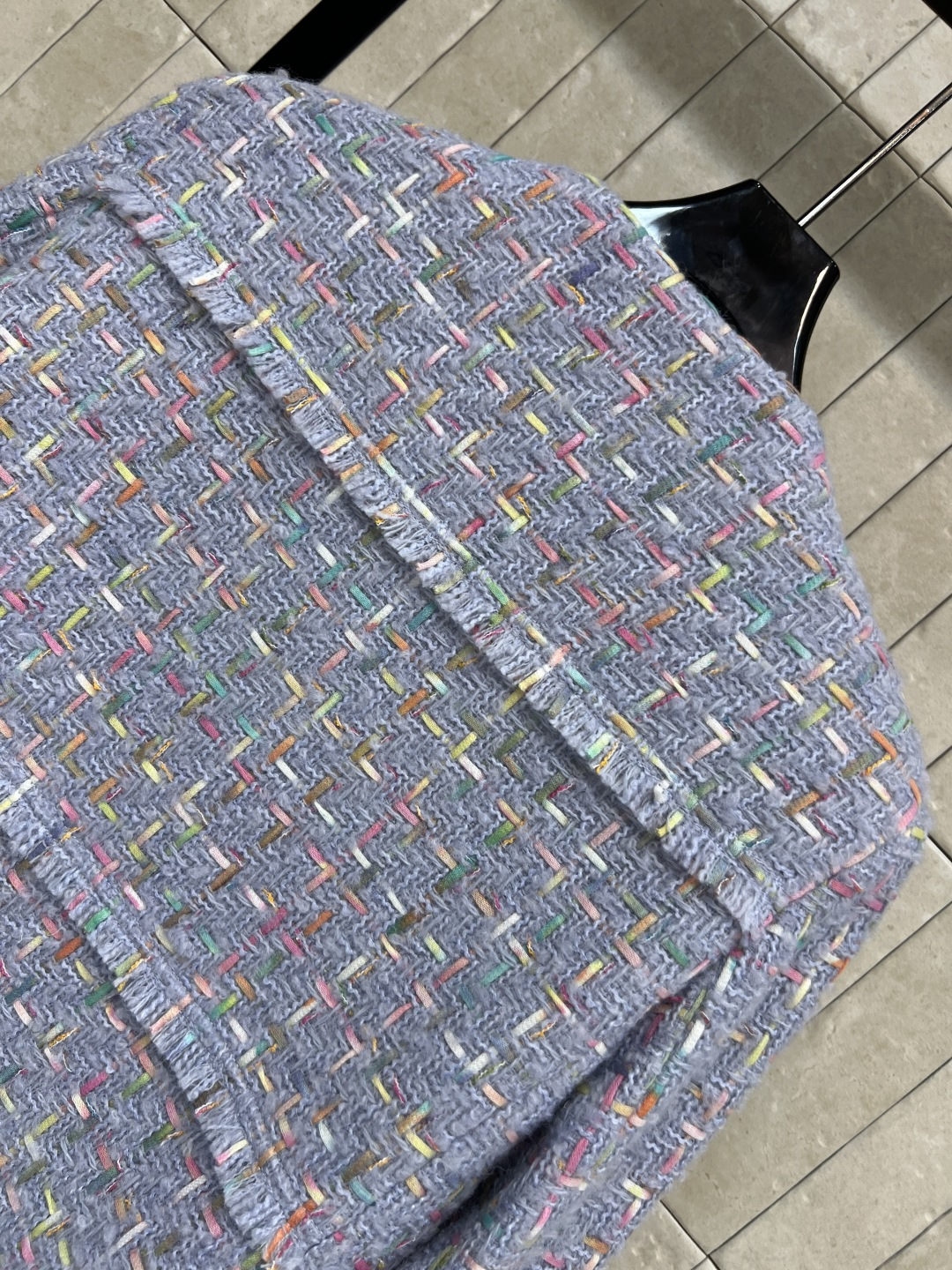 小香家 25秋冬新款 香芋紫粗花呢系列 圆领小外套+圆领多口袋外套+半身裙 定制香芋紫粗花呢面料超级有质