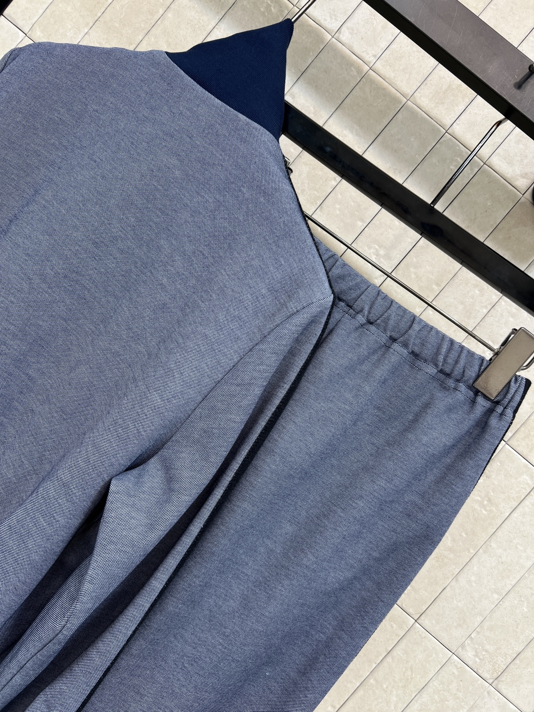 MIu家 25秋冬新款 螺纹立领外套+高腰阔腿裤 一套搭配绝绝子 撞色条纹织带拼接 一套上身更加显高起来