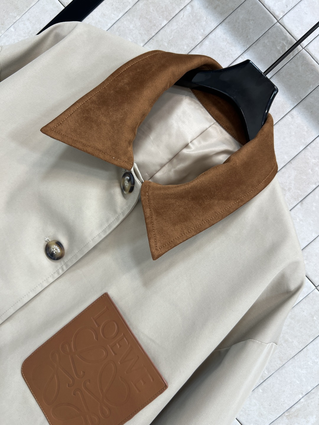 LW家 25秋冬新款 鹿皮绒翻领拼接夹克外套 鹿皮绒+复古格纹拼接翻领/袖口设计 经典宽松夹克版型干练帅