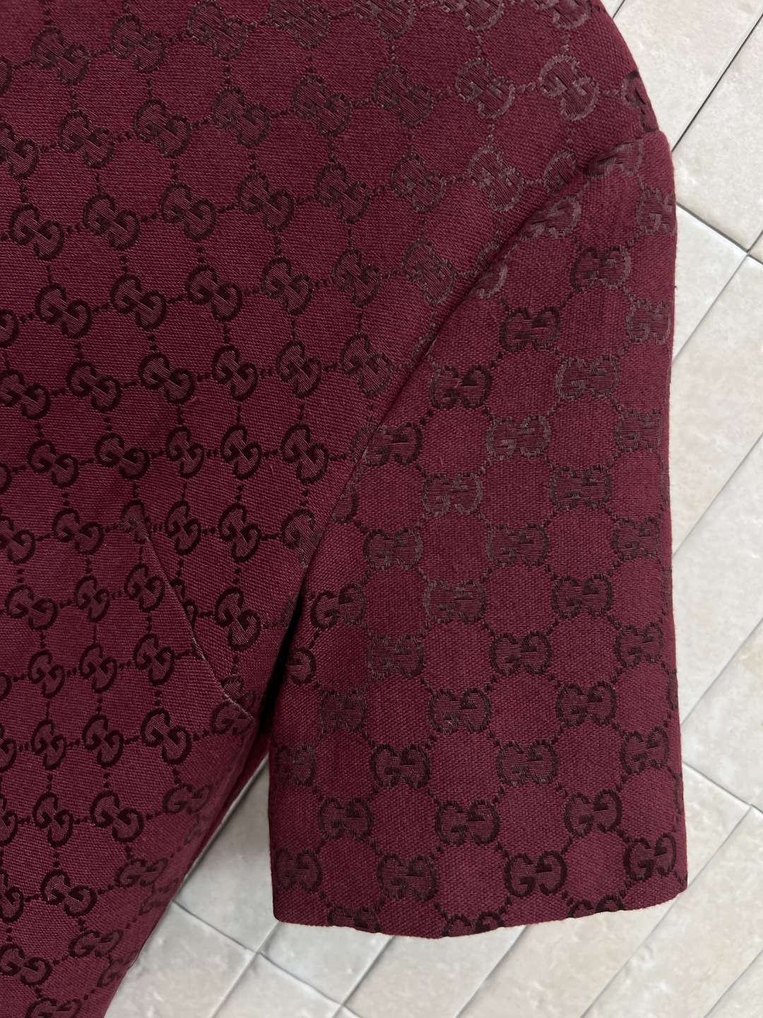 G家 25秋冬新款 双G提花烫钻短袖连衣裙 定制YB进口双G提花面料 质感高级挺括 绿色和酒红色可选 圆