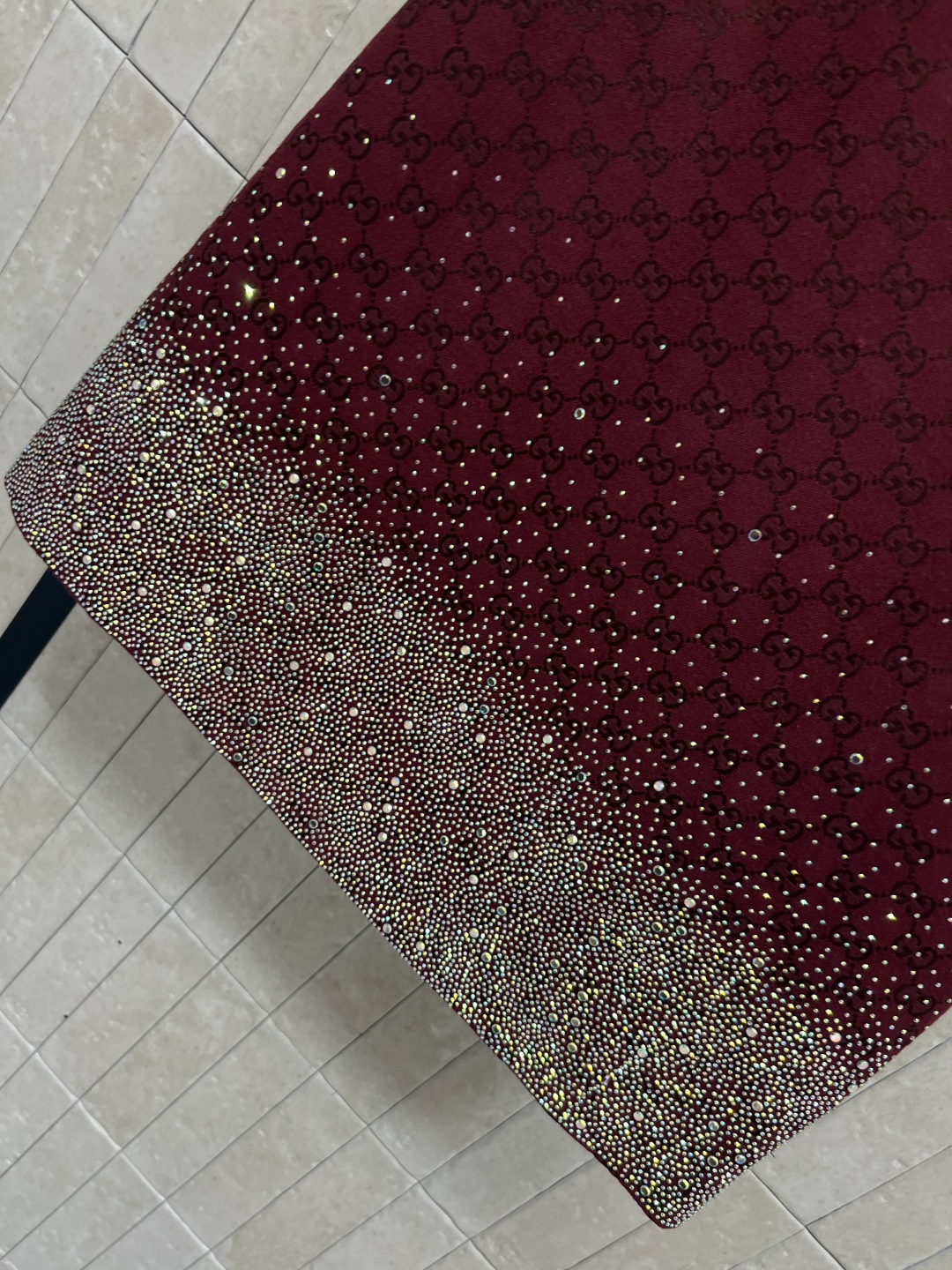 G家 25秋冬新款 双G提花烫钻短袖连衣裙 定制YB进口双G提花面料 质感高级挺括 绿色和酒红色可选 圆