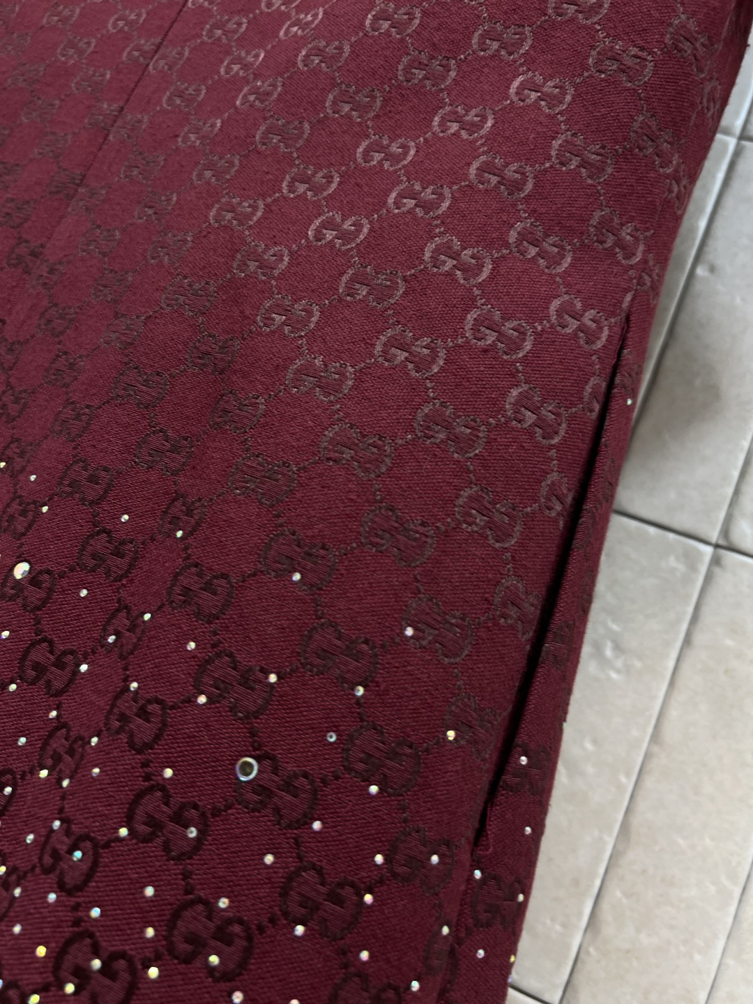 G家 25秋冬新款 双G提花烫钻短袖连衣裙 定制YB进口双G提花面料 质感高级挺括 绿色和酒红色可选 圆