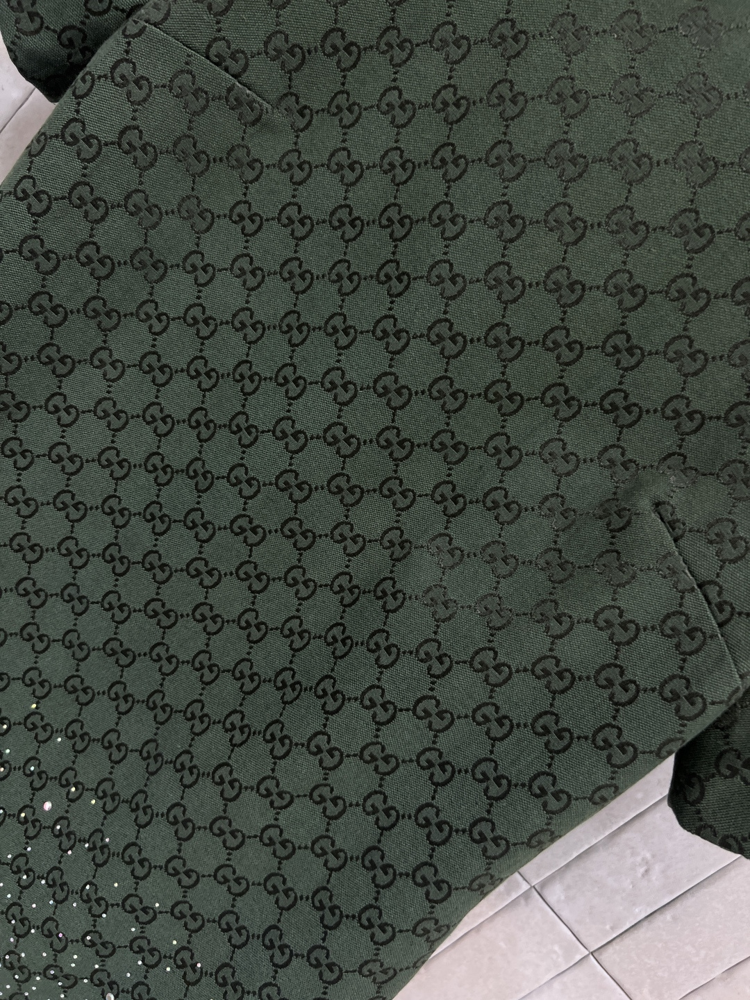 G家 25秋冬新款 双G提花烫钻短袖连衣裙 定制YB进口双G提花面料 质感高级挺括 绿色和酒红色可选 圆