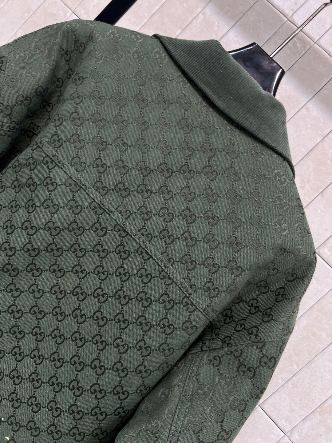 G家 25秋冬新款 双G提花烫钻西装棉服外套 定制YB进口双G提花面料 质感高级挺括 绿色和酒红色可选 