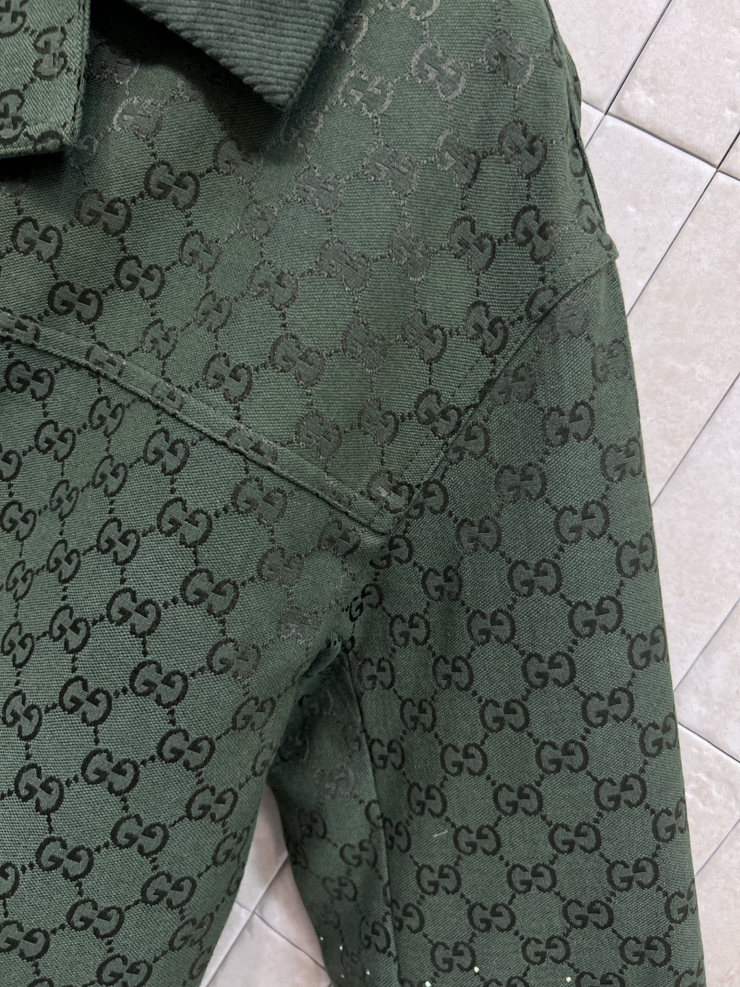 G家 25秋冬新款 双G提花烫钻西装棉服外套 定制YB进口双G提花面料 质感高级挺括 绿色和酒红色可选 