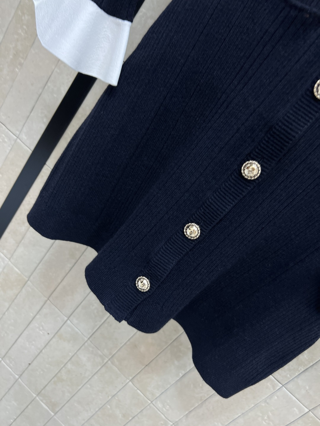 Self 25秋冬新款 藏蓝针织长款连衣裙 秋冬穿超舒服！立领+金色纽扣+腰带 复古小香风感满满 袖口白