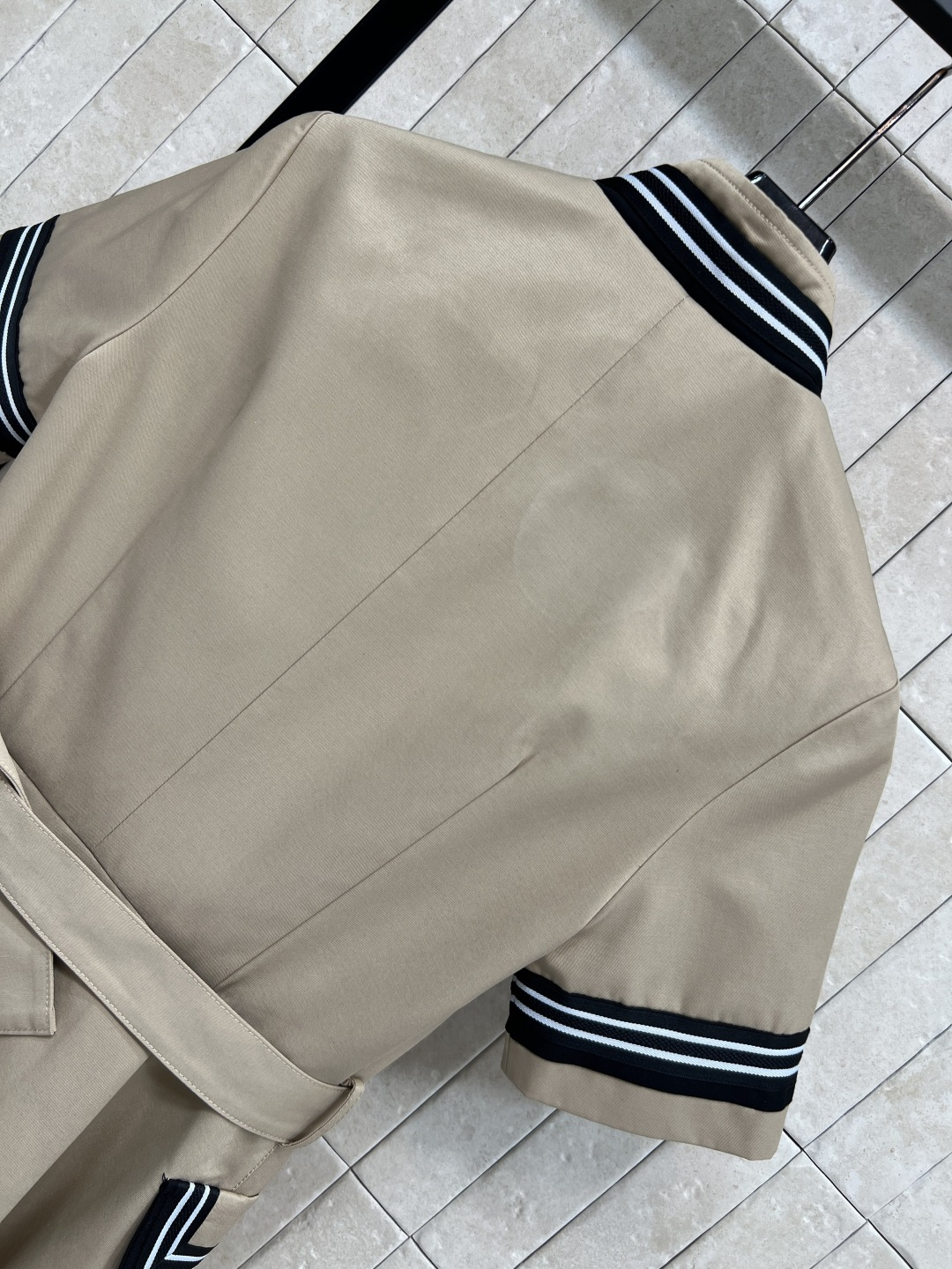 D家 26早春新款 立领条纹学院风连衣裙 简约又正式 短袖+白色条纹点缀 满满校园感！立领和袖口海军风条