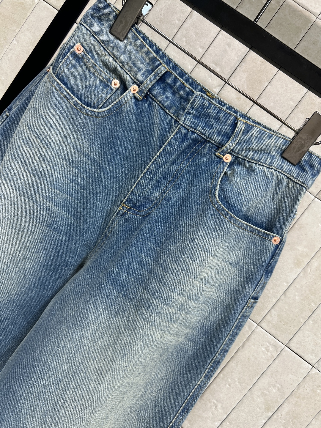 D家 26早春新款 牛仔内提花高腰阔腿裤 原版定制字母牛仔洗水面料 宽松阔腿设计 垂感好又柔软 春夏秋都