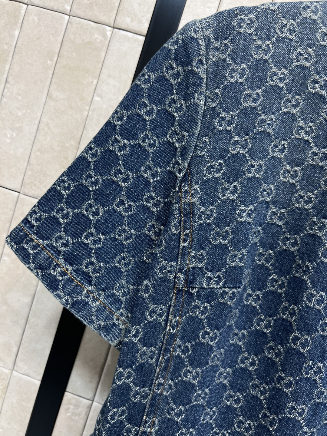G家 26春夏新款 GG提花渐变牛仔连衣裙 满印双G老花做旧复古牛仔面料 复古又时髦！直筒剪裁+可拆卸腰