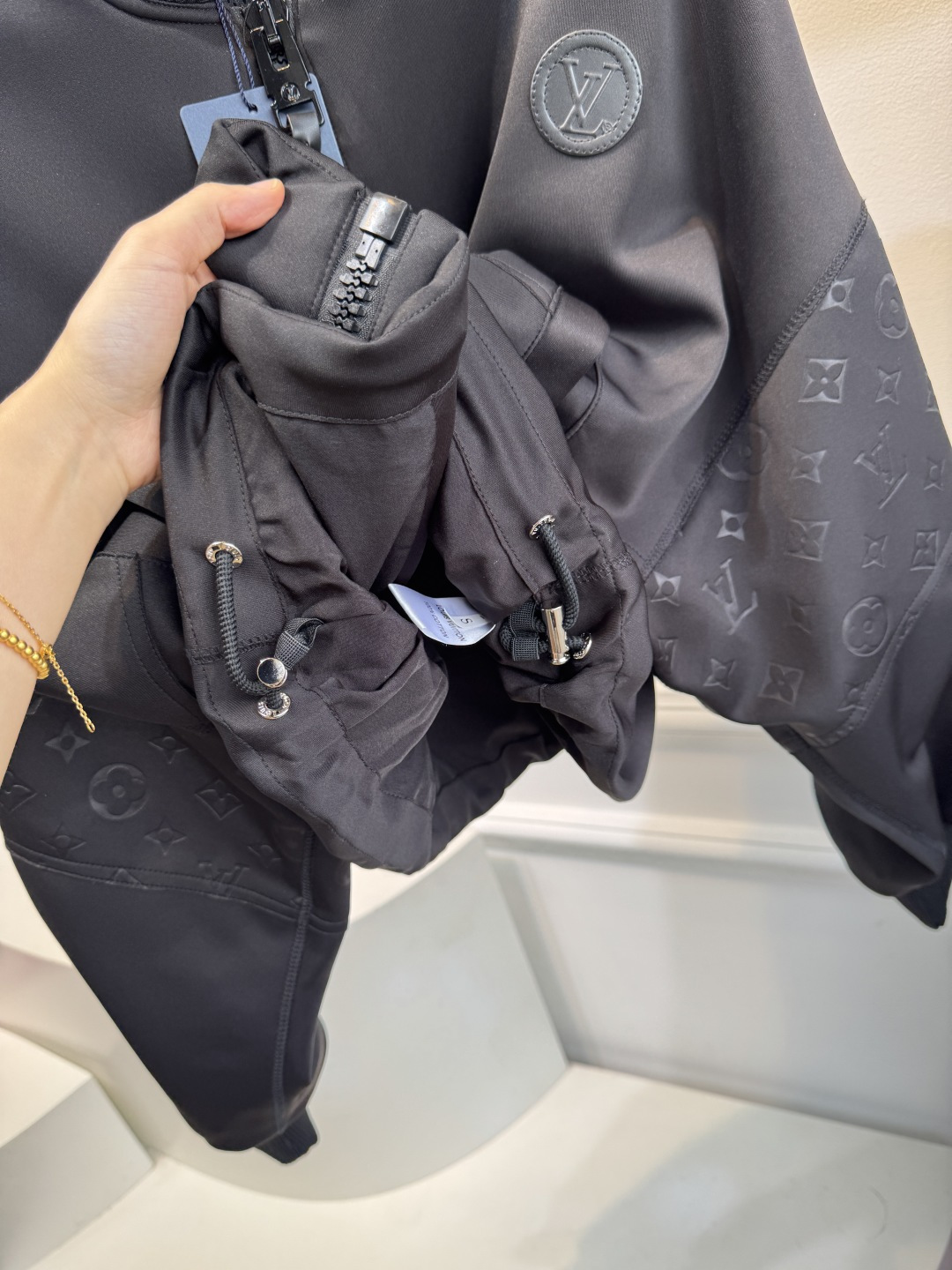 Louis Vuitton Black Monogram Sleeve Bomber Jacket