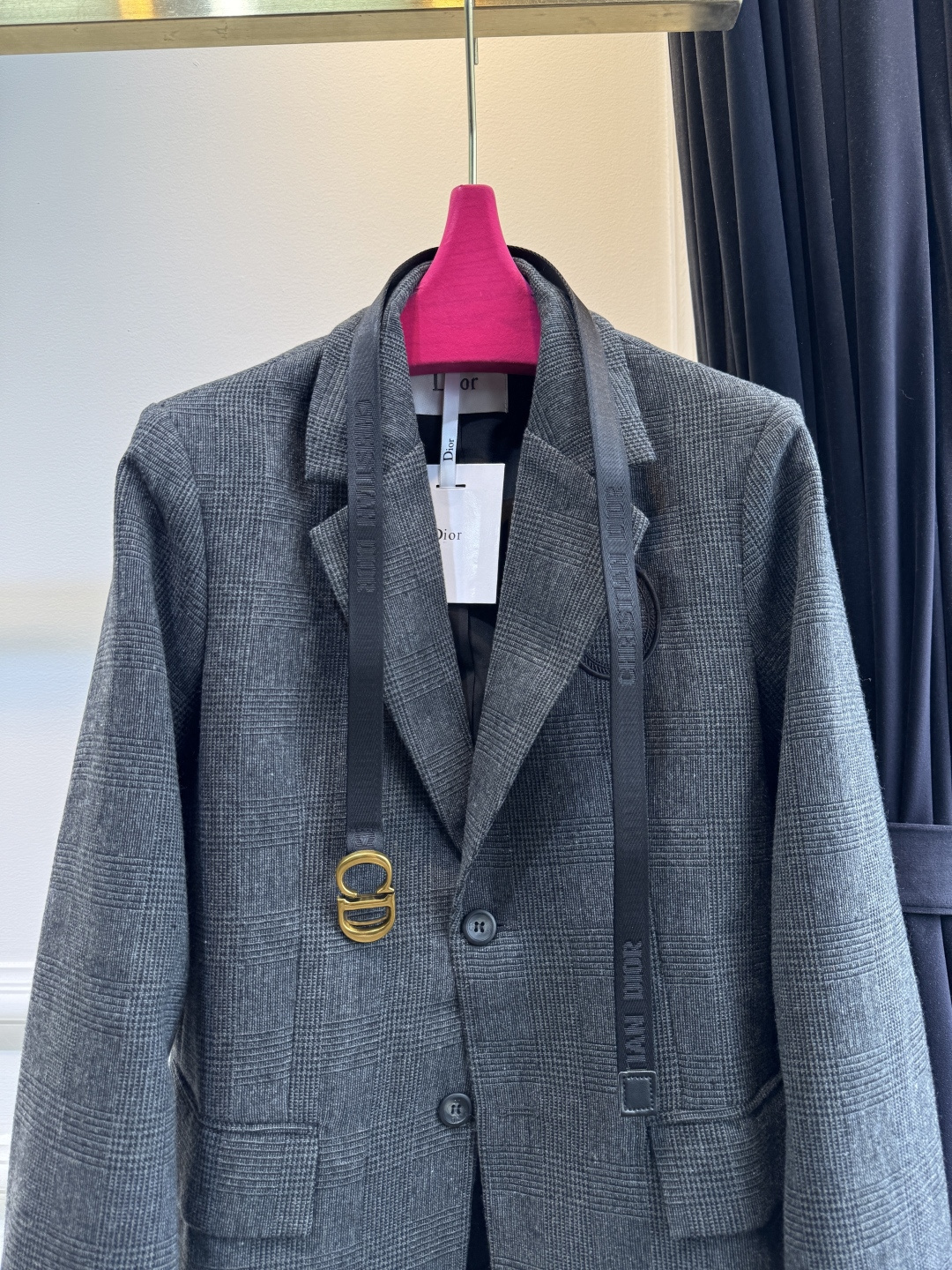 Dior Gray Logo Belt Blazer